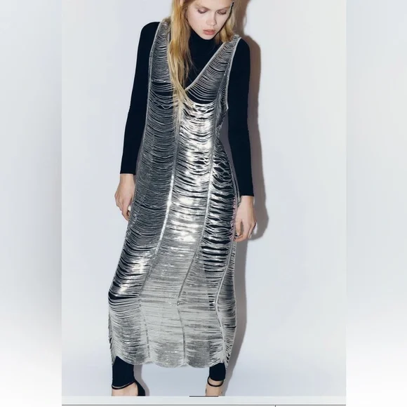 Zara | Dresses | Nwt Zara Sequin Midi Dress | Poshmark